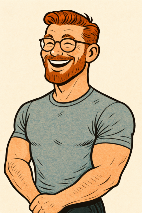 Een door AI gegenereerde afbeelding van het bovenlichaam van personal trainer en BGN-gewichtsconsulent Wijnand Dijkshoorn